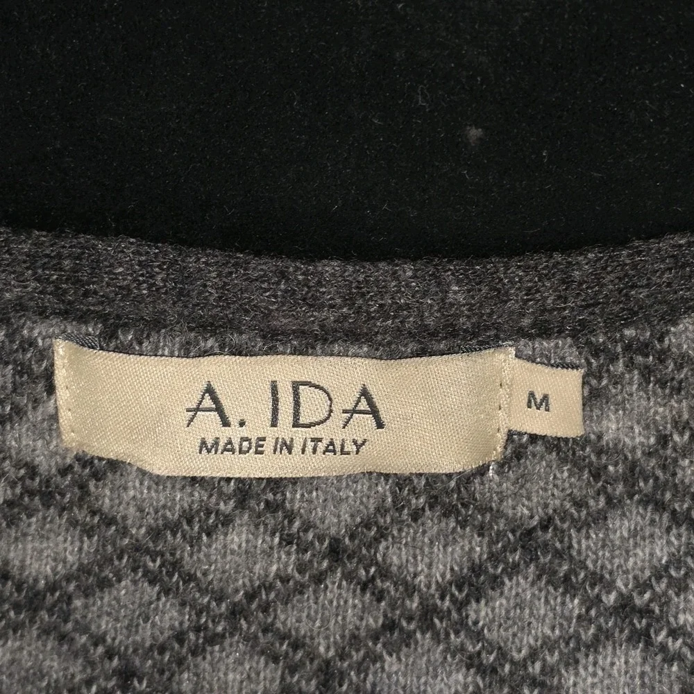 A. IDA Made In Italy Knit Cardigan Wool Blend Button Up Geometric Pattern Medium - Picture 3 of 14